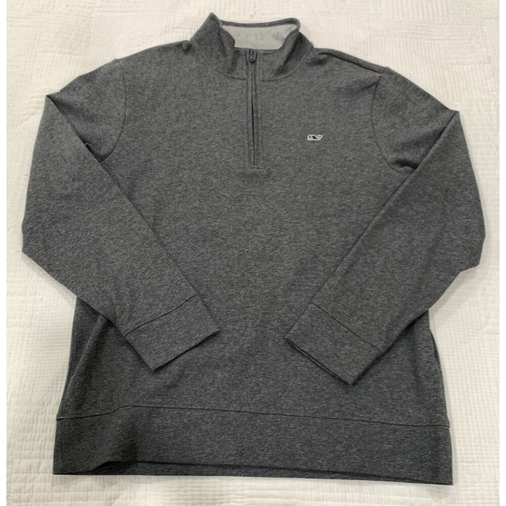 Vineyard Vines 1/4 zip gray performance pullover lightweight size Medium EUC